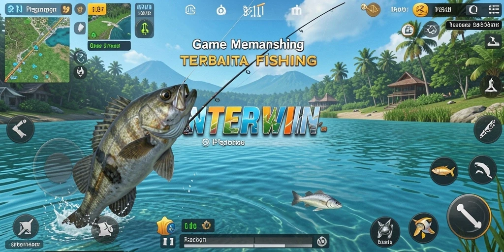 Tampilan gameplay INTERWIN menampilkan petualangan memancing yang seru.
