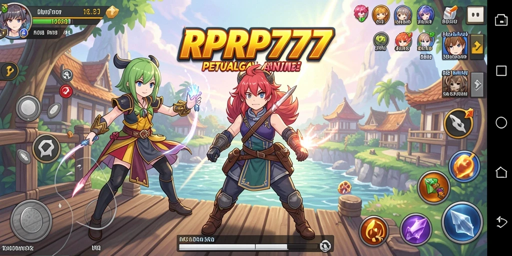 Screenshot RPRP777 menampilkan pertempuran karakter anime yang mendebarkan.