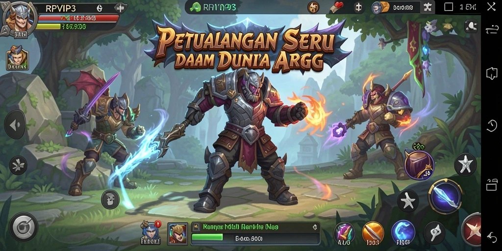Tangkapan layar RPVIP3 menunjukkan aksi pertempuran epik dalam dunia ARPG.