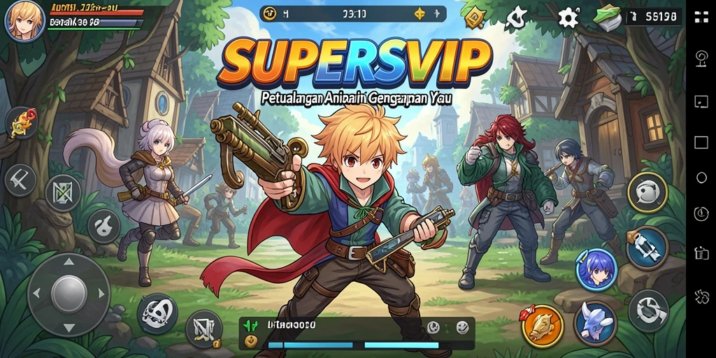 Tampilan gameplay yang menakjubkan dari SUPERSVIP dengan karakter Anime.